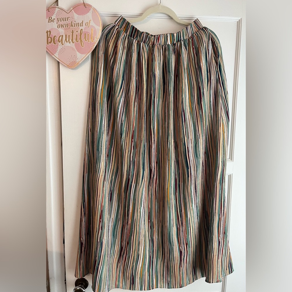 IJOAH Multicolor Striped Maxi Skirt with Pockets NWT